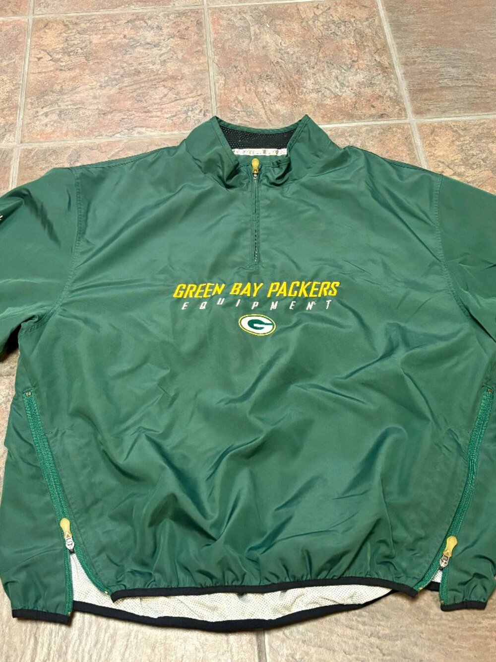 ~~Reebok NFL Equipment On Field Green Bay Packers Windbreaker Pullover Jacket